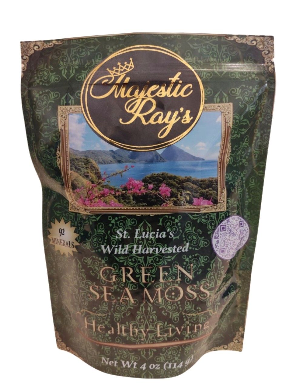 Majestic Ray's INC St. Lucia's Wild Harvested Imported Purple, Gold & Green Sea Moss Bags, 4 oz.