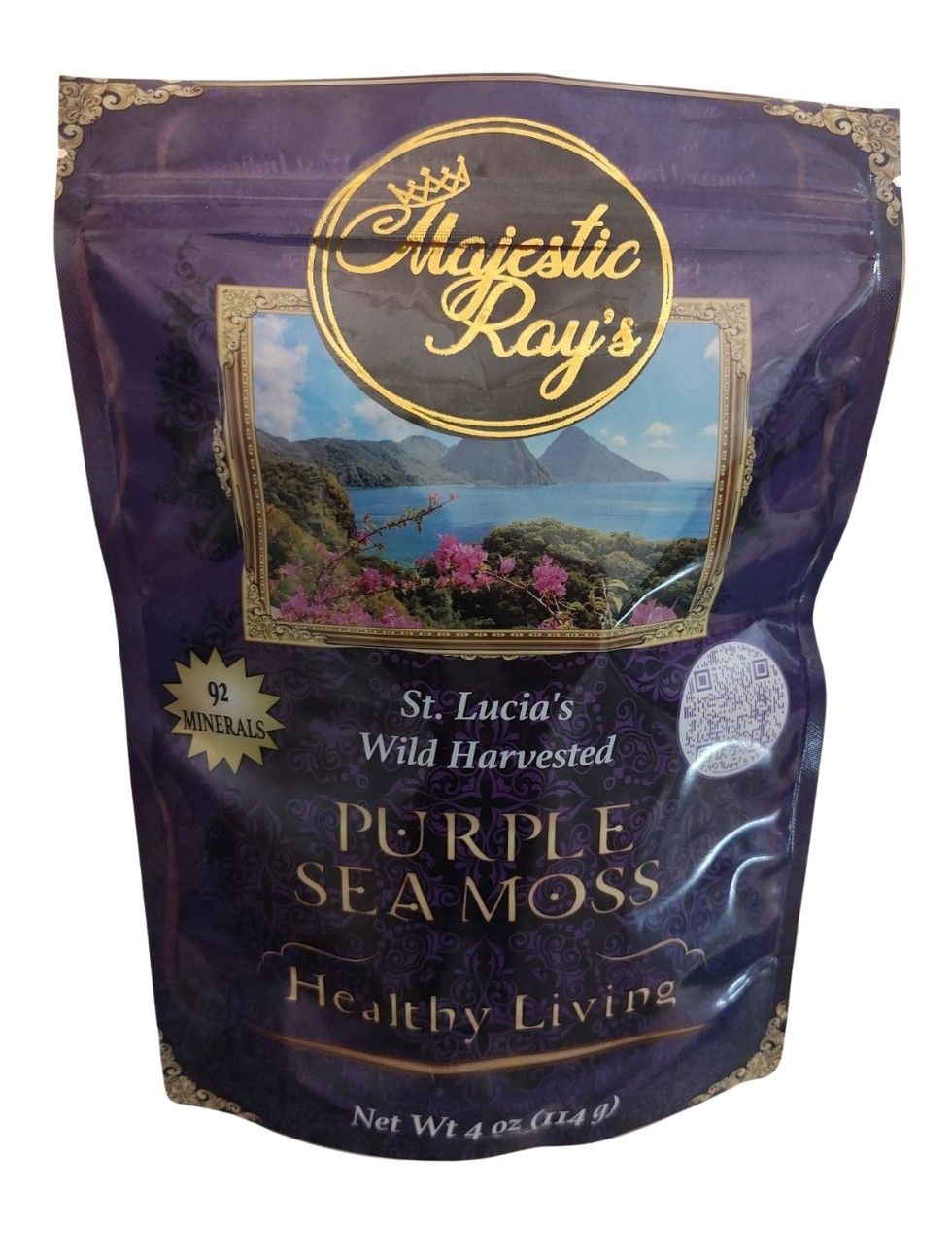 Majestic Ray's INC St. Lucia's Wild Harvested Imported Purple, Gold & Green Sea Moss Bags, 4 oz.