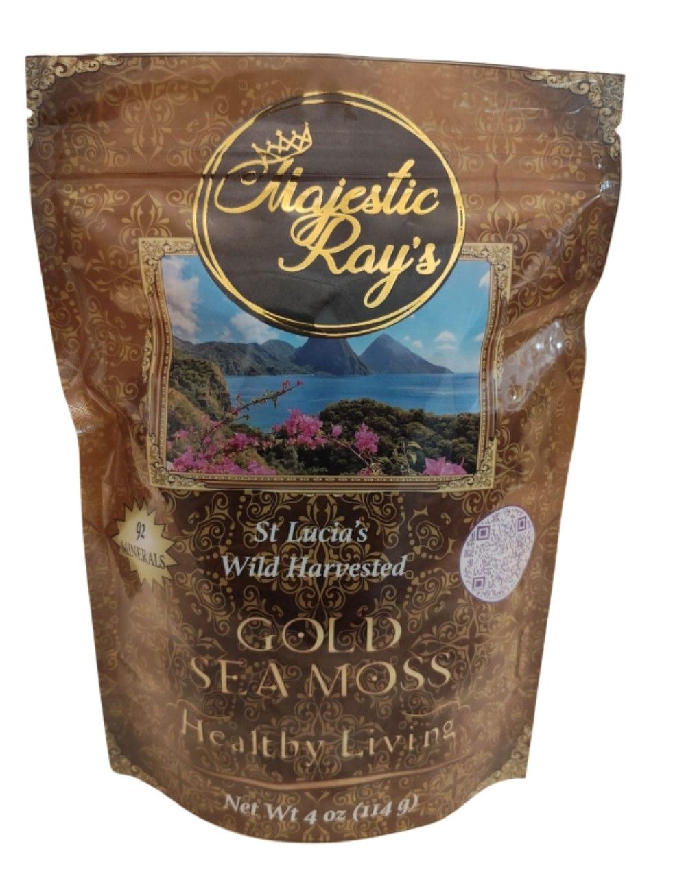 Majestic Ray's INC St. Lucia's Wild Harvested Imported Purple, Gold & Green Sea Moss Bags, 4 oz.